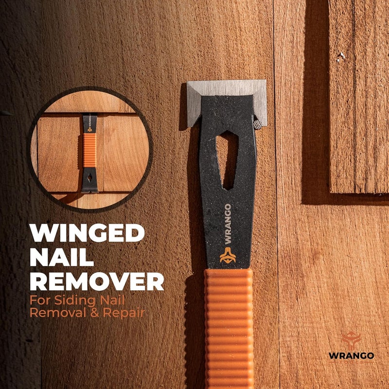 WRANGO TOOLS Store 9.5" Trim Bar Pry Bar - Patented Small Pry Bar with Bolt Remover & Nail Puller for Home Improvement & Construction - Flat Bar with Shock-Absorbing Grip & Wide Winged Ends - Image 5